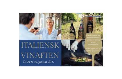 Frederik VI's Hotel i Odense holder Italiensk Vinaften den 29. og 30. januar 2027. Arrangementet koster 1.475 kr. pr. person for Ældre Sagen og inkluderer en 5-retters menu med afstemt vinmenu, overnatning og stor morgenbuffet.